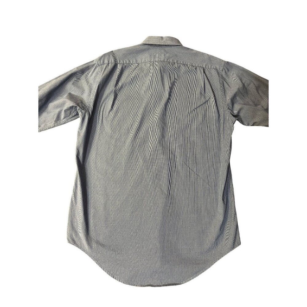 Lands’ End Men’s 15.5 33 Dress Shirt Blue Yellow Plaid Cotton Button Front Used - Picture 11 of 12